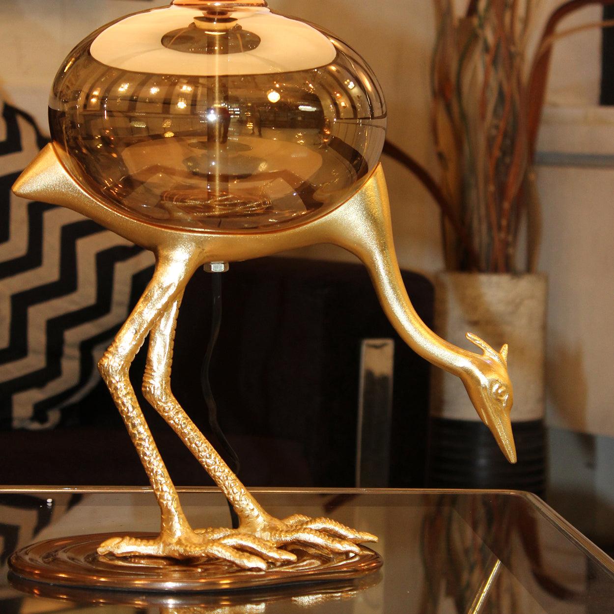 Flamingo Glass And Metal Lamp