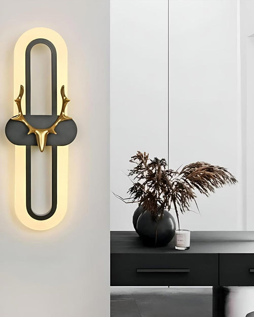 Oval Shaped Dear LED Wall Light - Black
