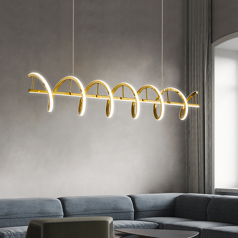 Golden Twisty Curl Light Chandelier