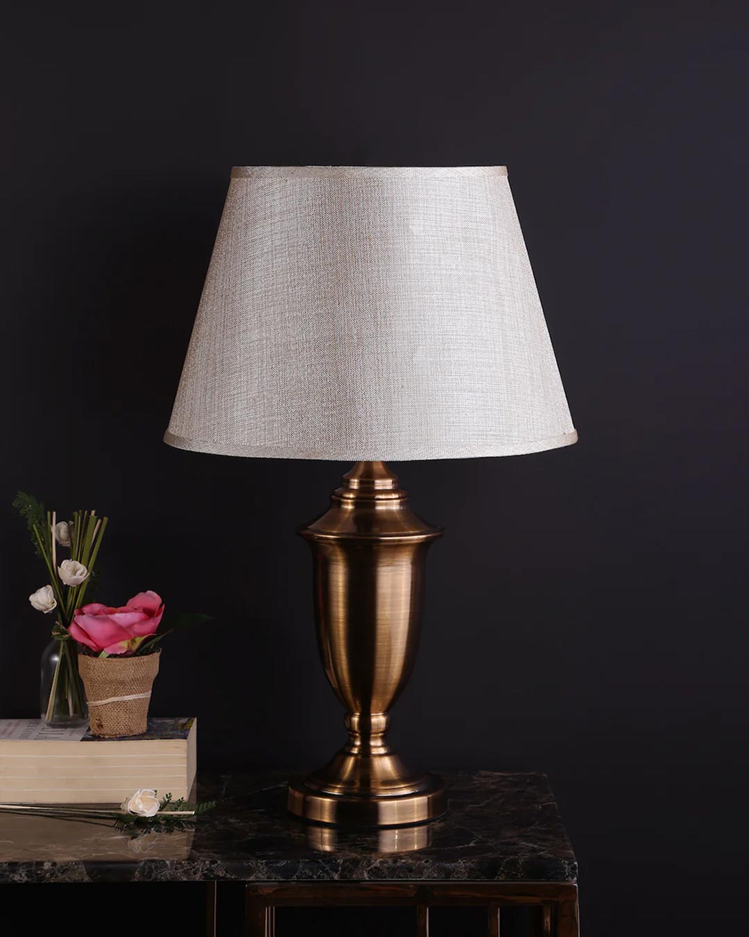 Mid-Century Gold Metal Table Lamp