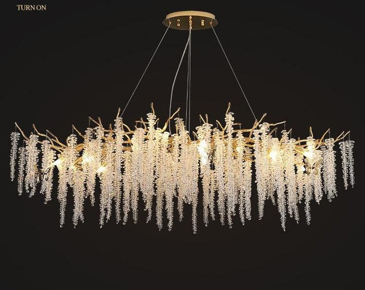1600mm Long Golden Long Drop Crystal Chandelier