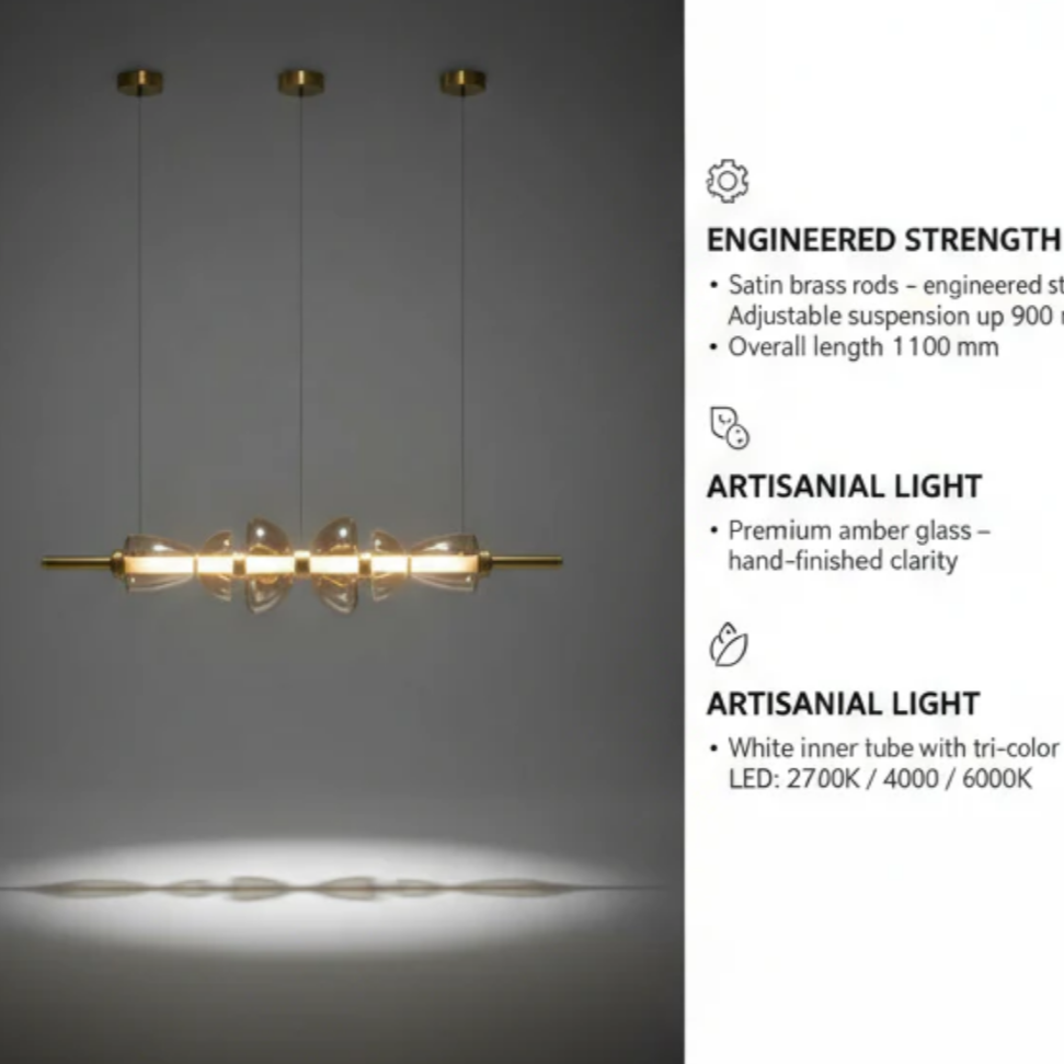 Separating Shadows (Amber, 1100 mm, Glass) Chandelier