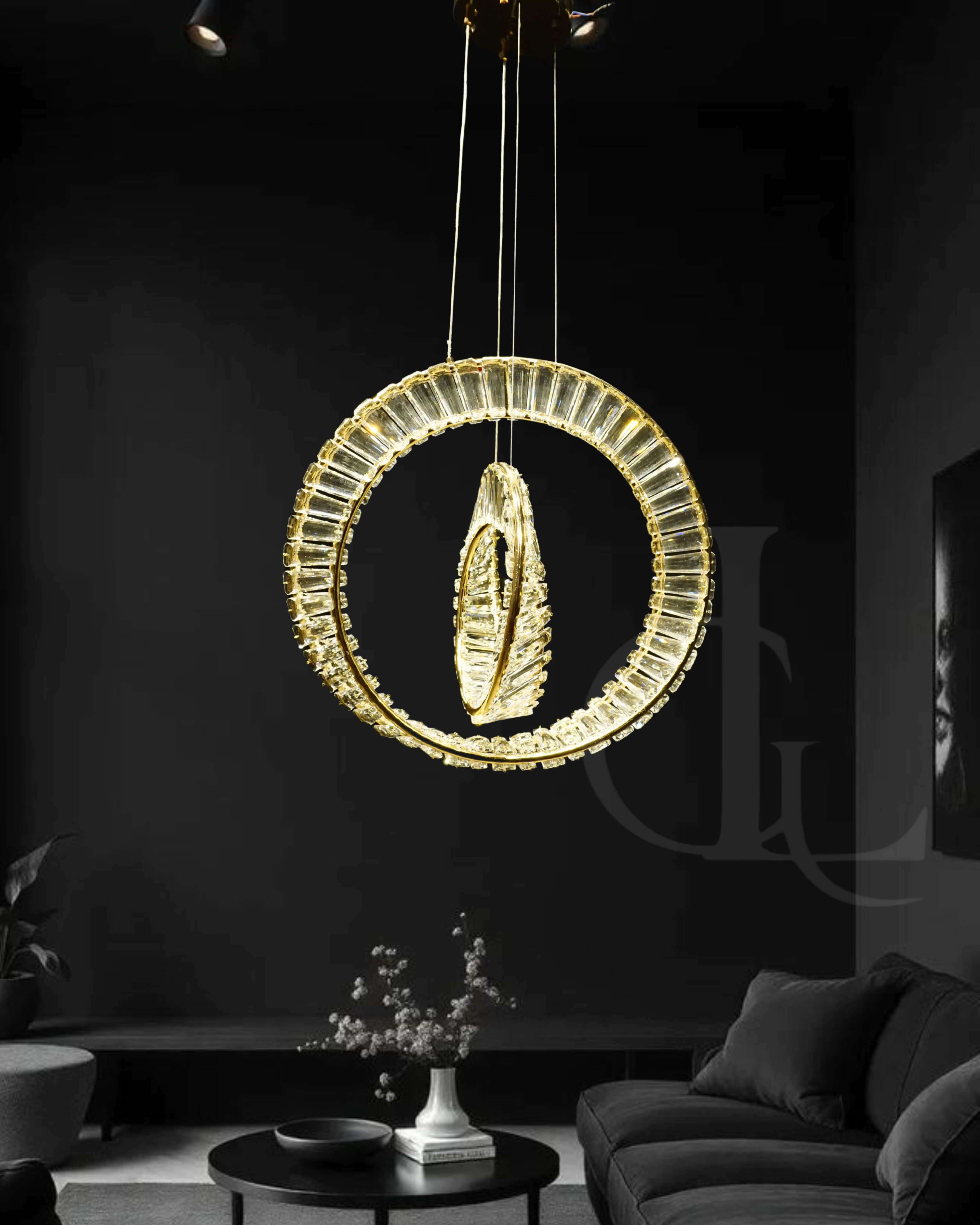 Whirl of Light (Gold, Crystal, LED) Chandelier