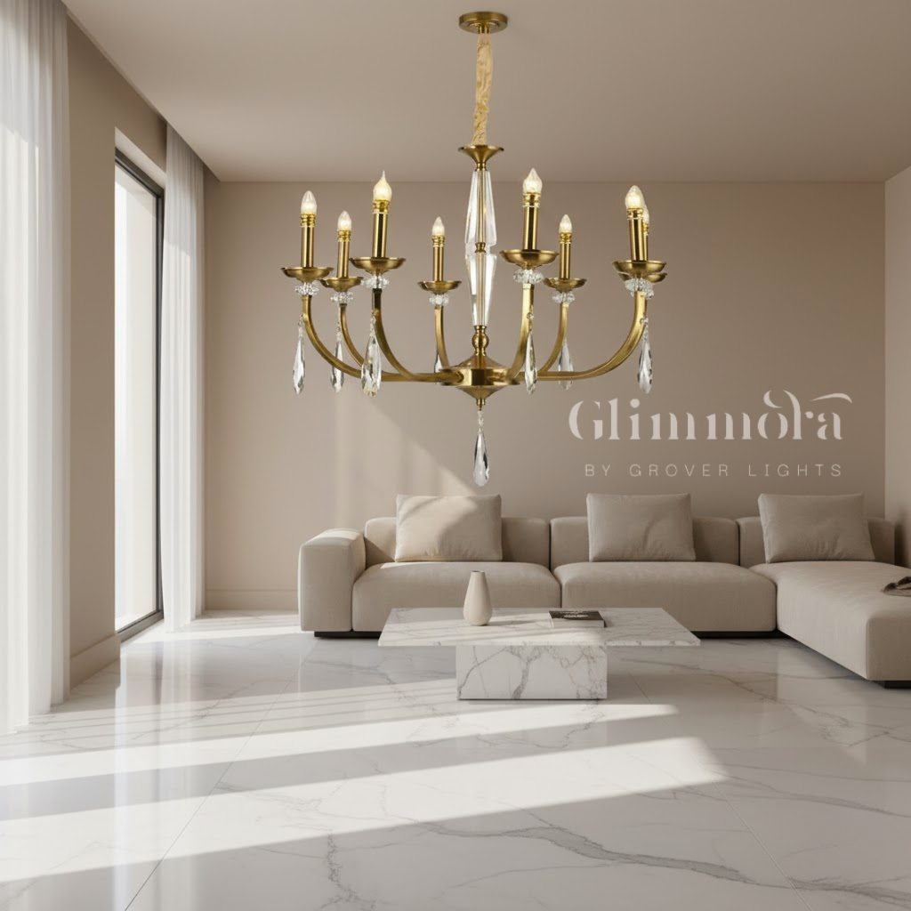 8 Light Antique Brass Italian Chandelier Light for Dining Hall