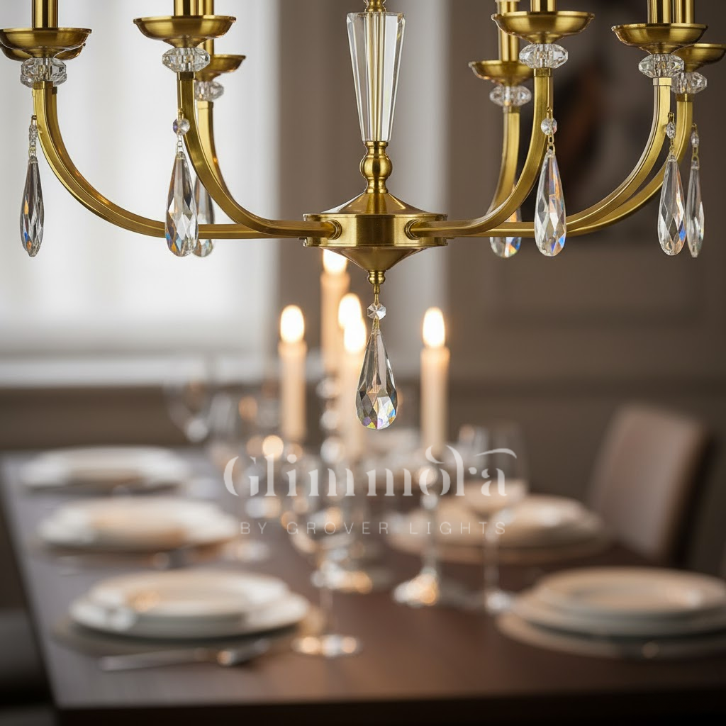 8 Light Antique Brass Italian Chandelier Light for Dining Hall