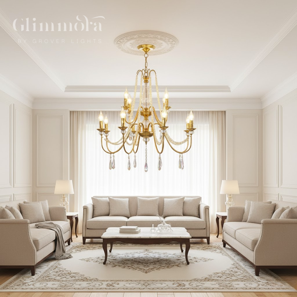 12 Light Clear Glass Italian Jewel Chandelier Ceiling Lights Hanging