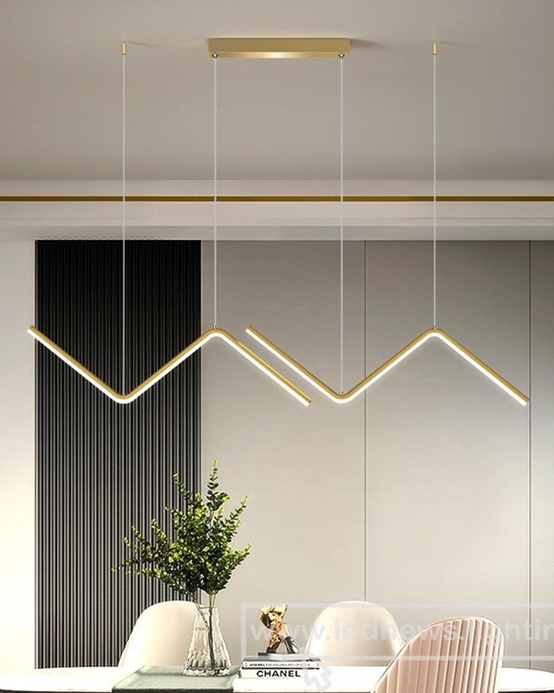 Zig Zag LED Pendant - Gold