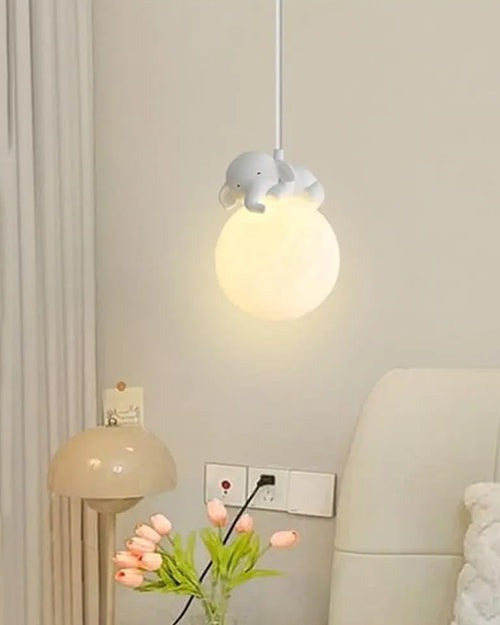 Cute Animal Shaped Moon Pendant Light - Elephant
