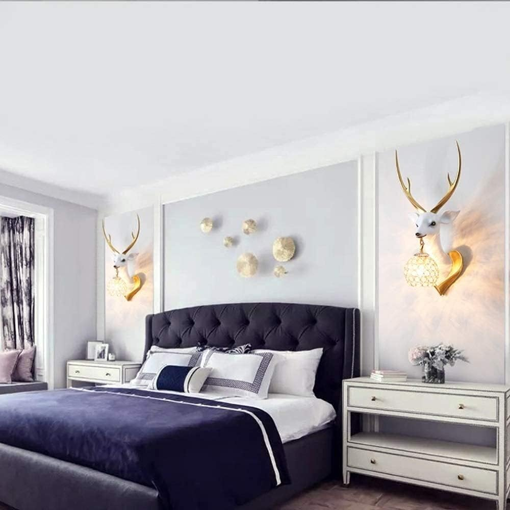 White Deer Head Resin Wall Light