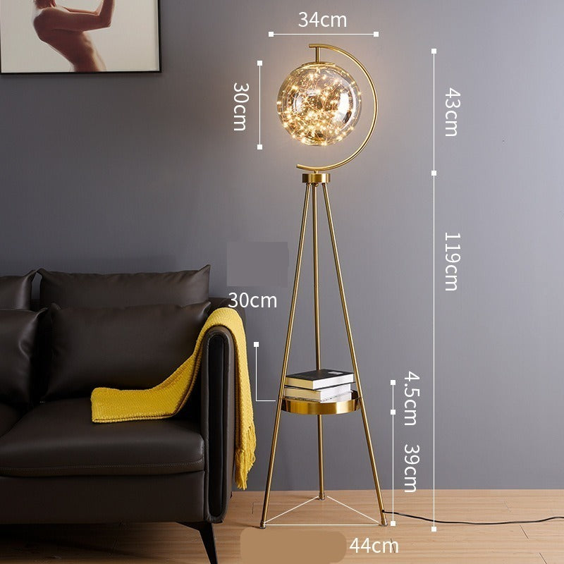 Golden Halo Floor Lamp with Tripod Stand