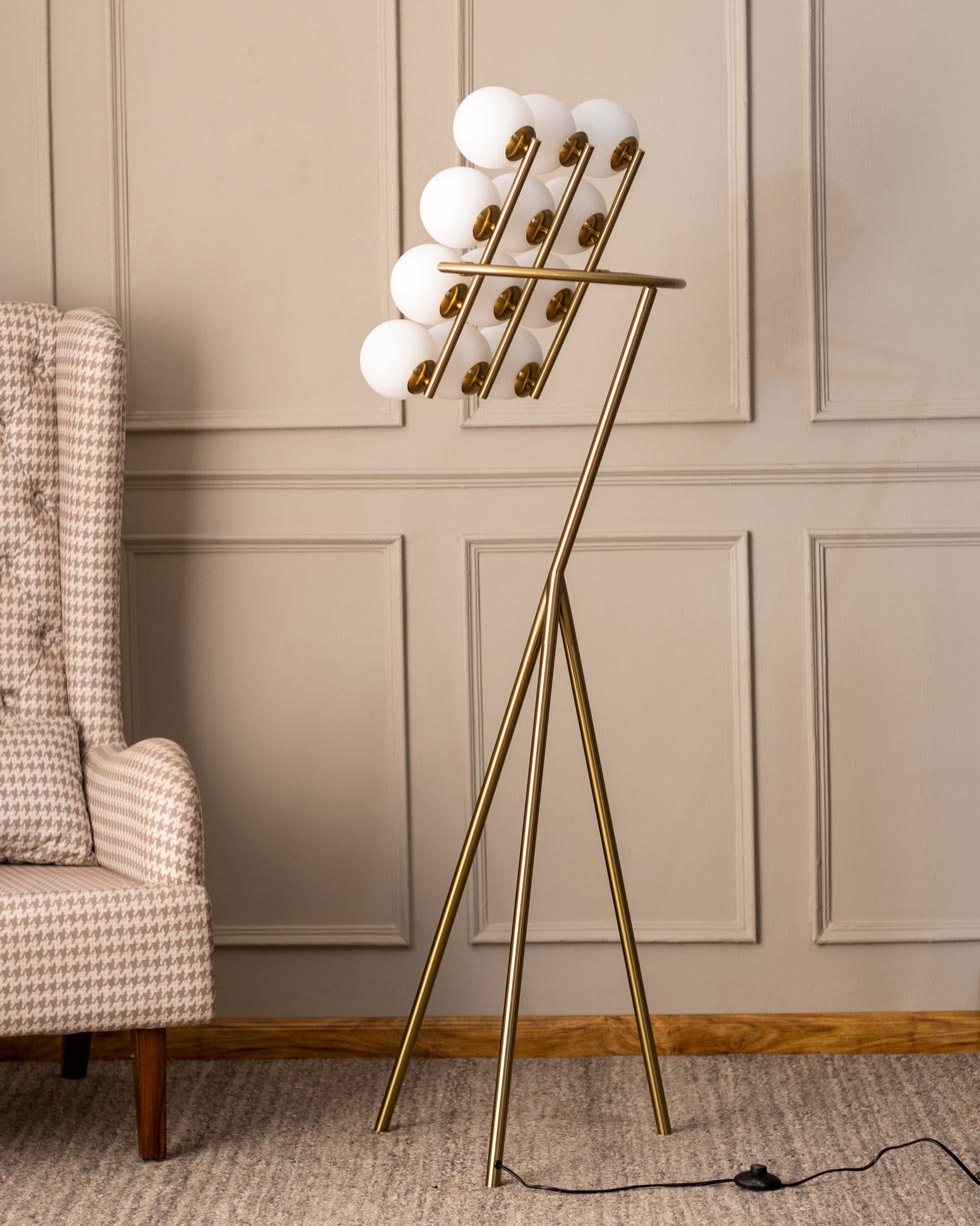 Flood Light 12-Light Frosted Globe Floor Lamp