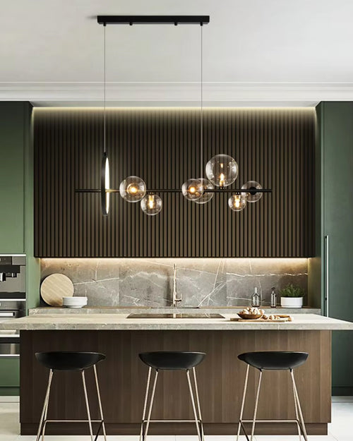 Clear Glass Glob Ring Chandelier