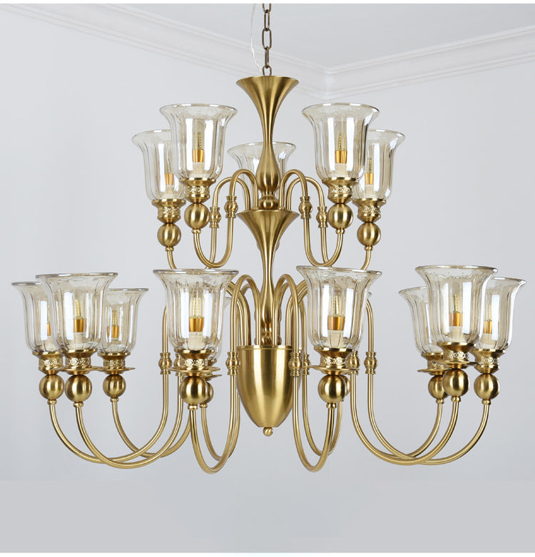 12 Light Champagne Glass Italian Brass Chandelier