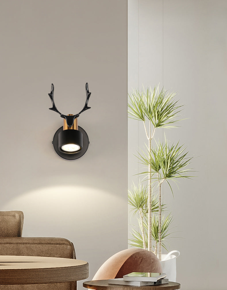 Black Metal Stag LED Wall Light