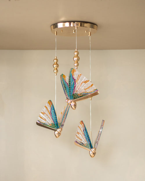 Butterfly Glass Pendant Light - Set of 3