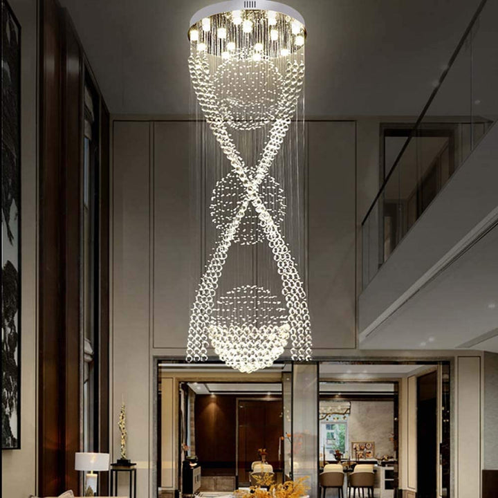Three-Tier Glow Premium Crystal Chandelier for Stairwells