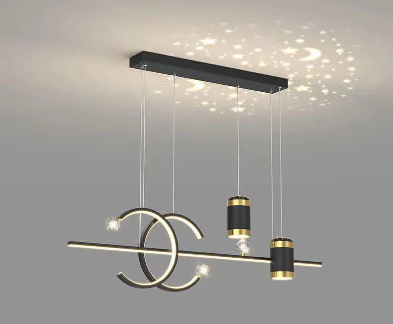 Led Gold Black Body Linear Led Chandelier