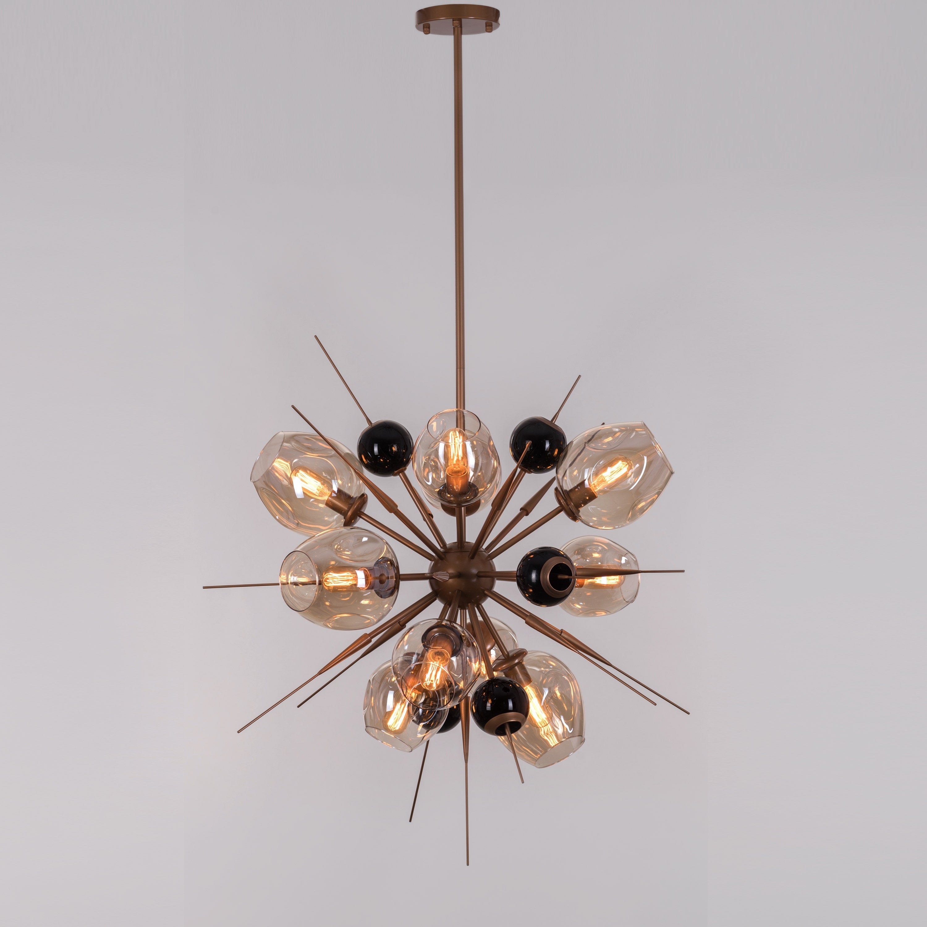 Modern (Large, Gold, Amber) Glass Chandelier