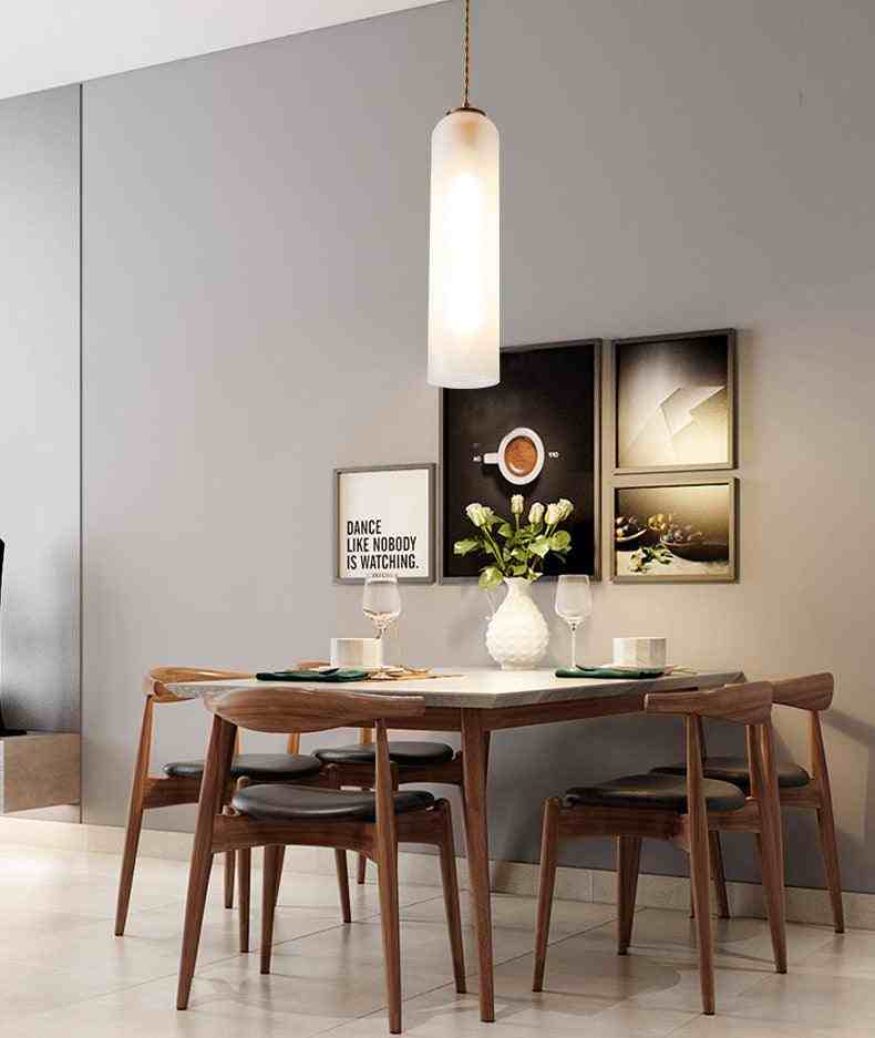 Long Frosted  Glass Pendant Light