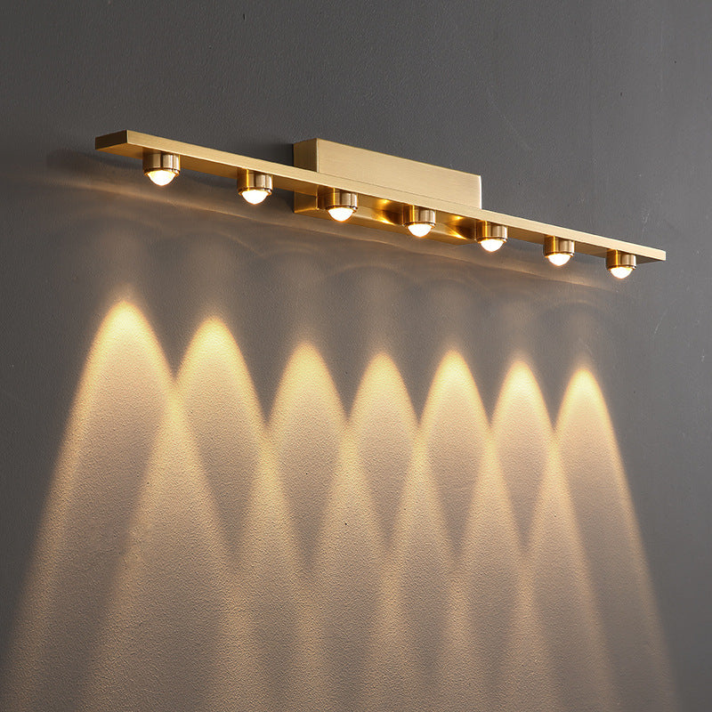 7 LED Wall Light With Gold Finish, Ideal For Mirror, Picture, Or Vanity Lighting