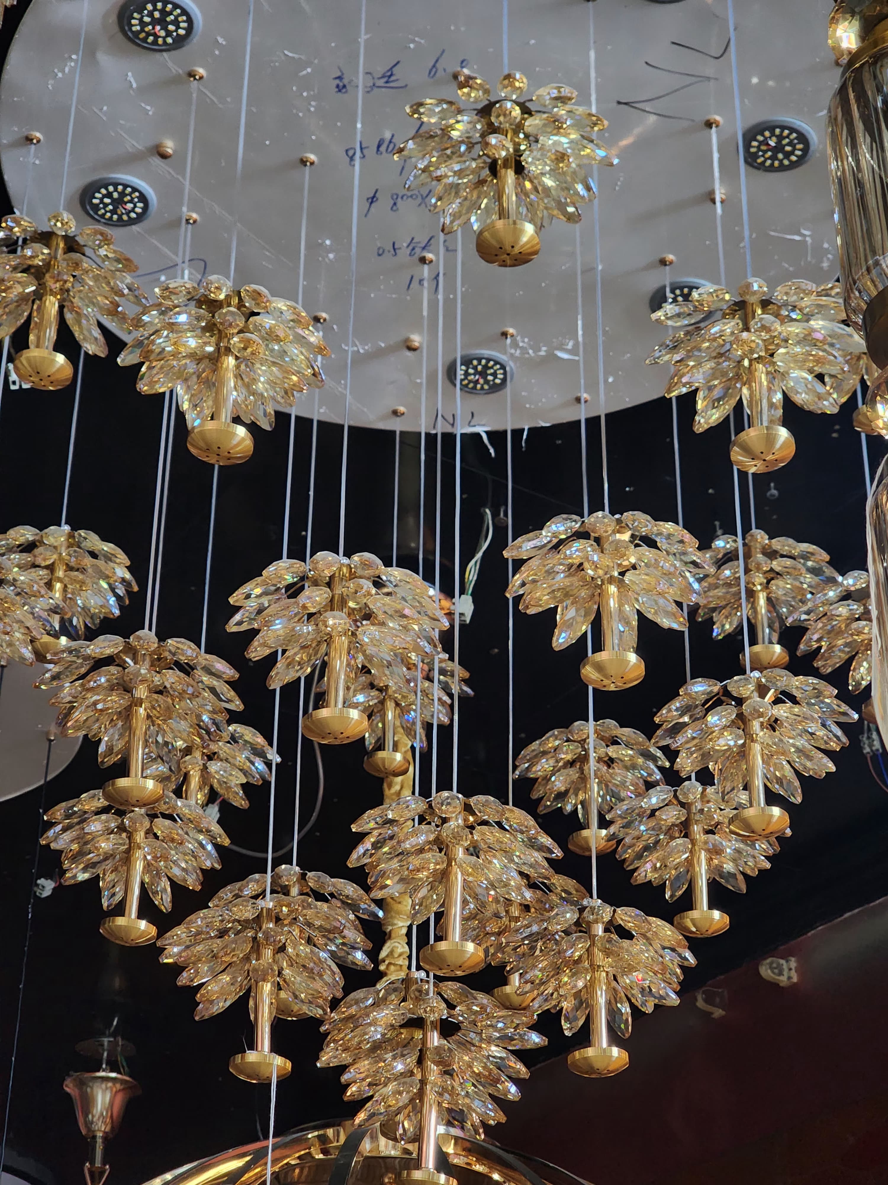 25-Light LED Crystal Flower Double Height Long Stair Chandelier