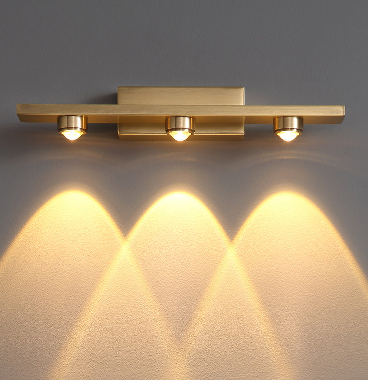 "3 LED Wall Light with Gold Finish, Ideal for Mirror, Picture, or Vanity Lighting"
