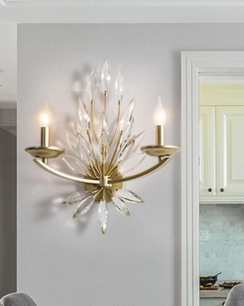 Crystal Glass Brass Bracket Wall Light