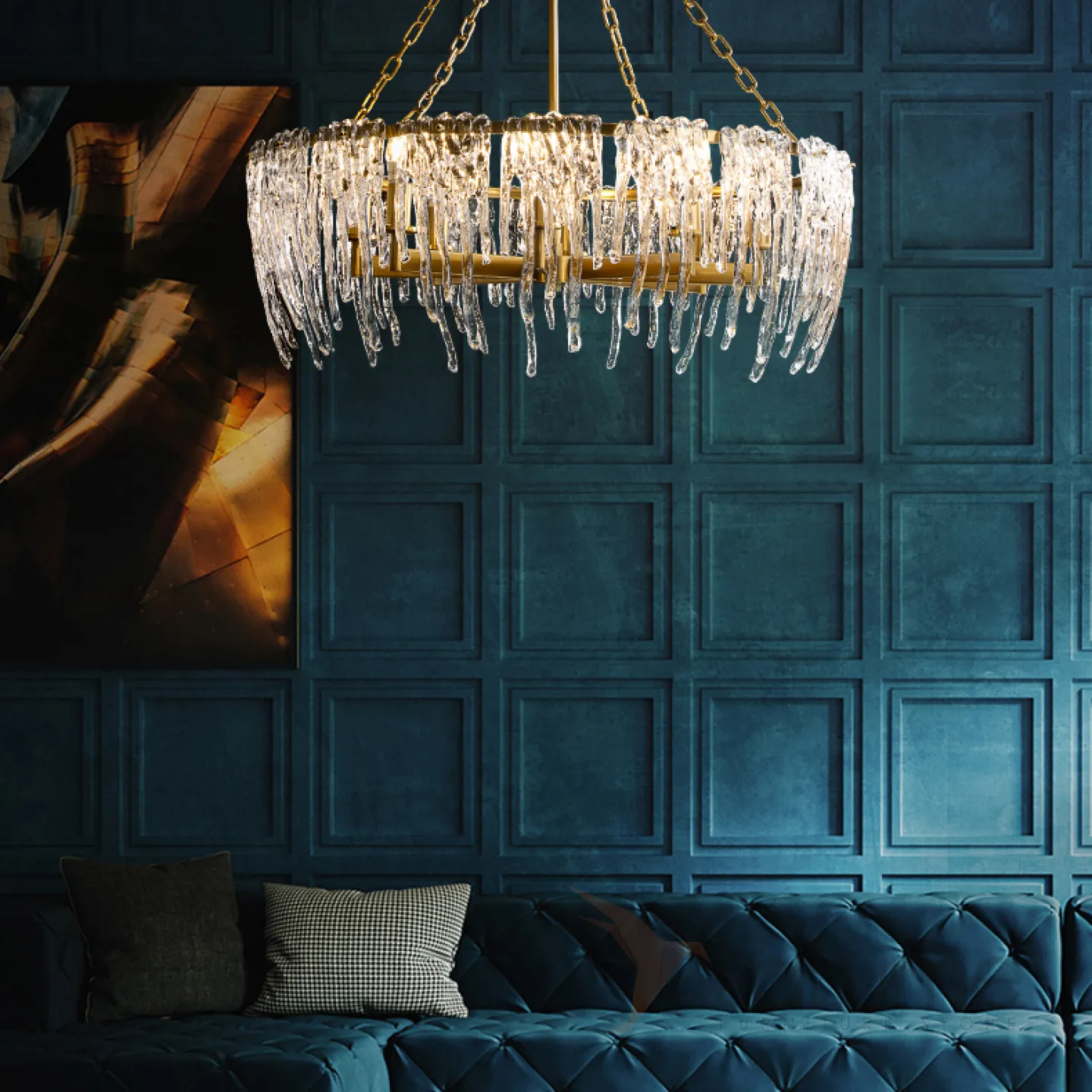 Light Luxury Glass Ice Cube Chandelier