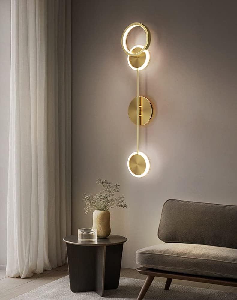 600MM LED Gold Long 3 Rings Wall Light