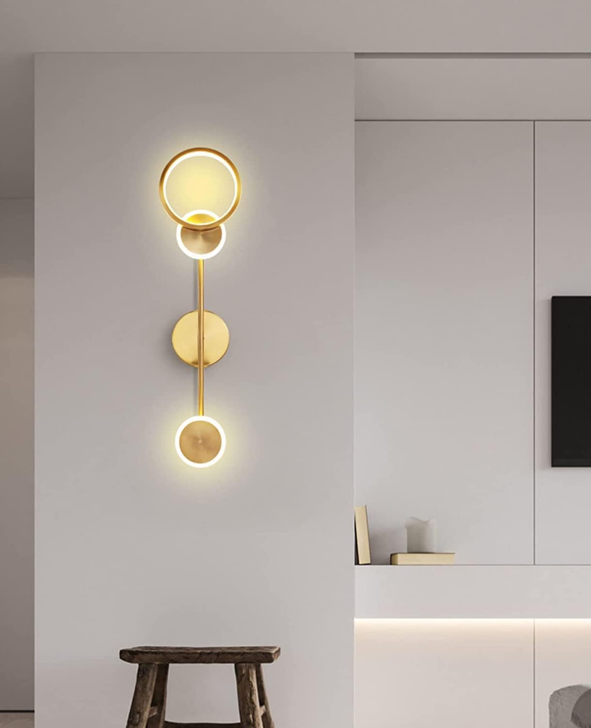 600MM LED Gold Long 3 Rings Wall Light