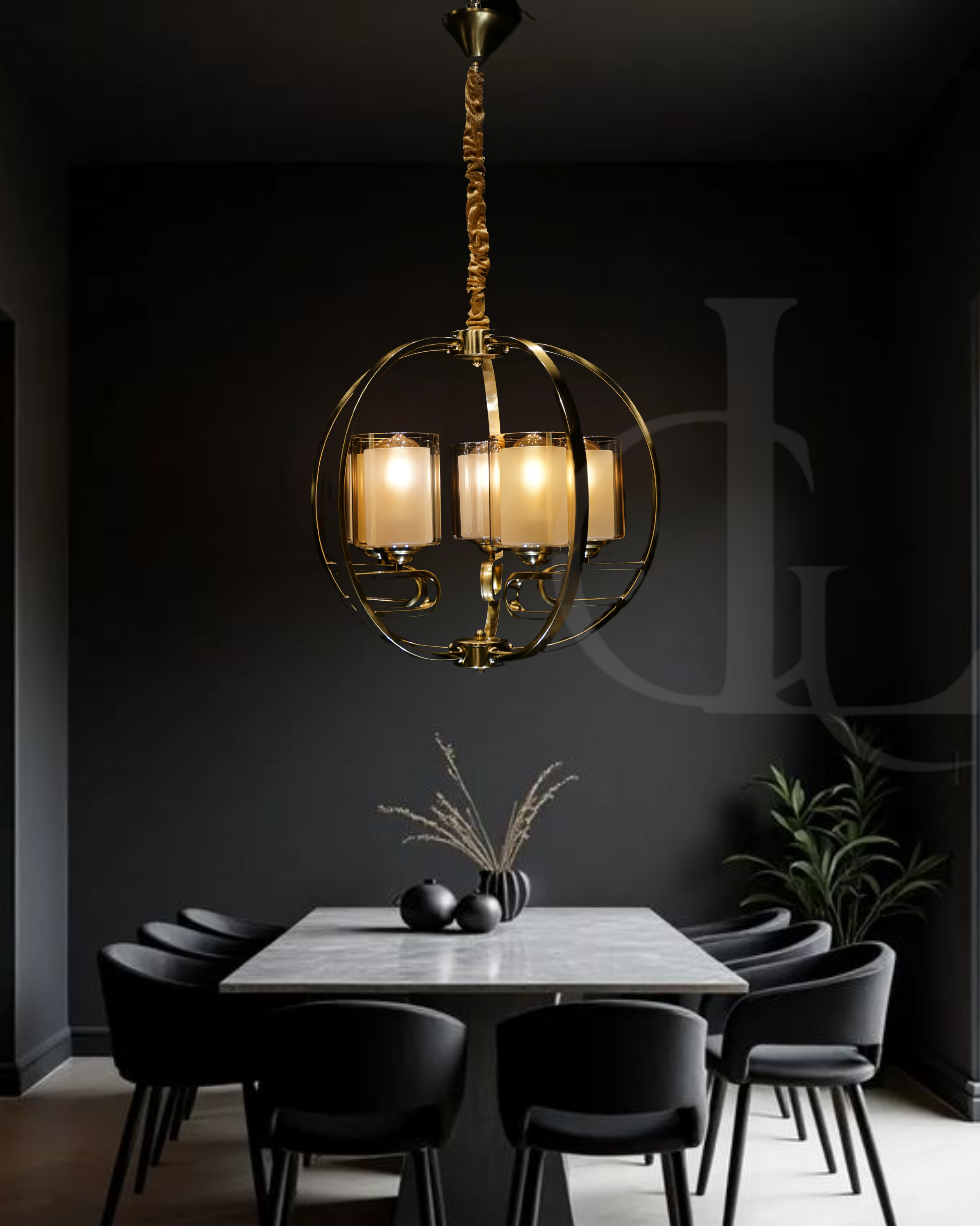 Amber Arcs (Gold,Glass) Chandelier