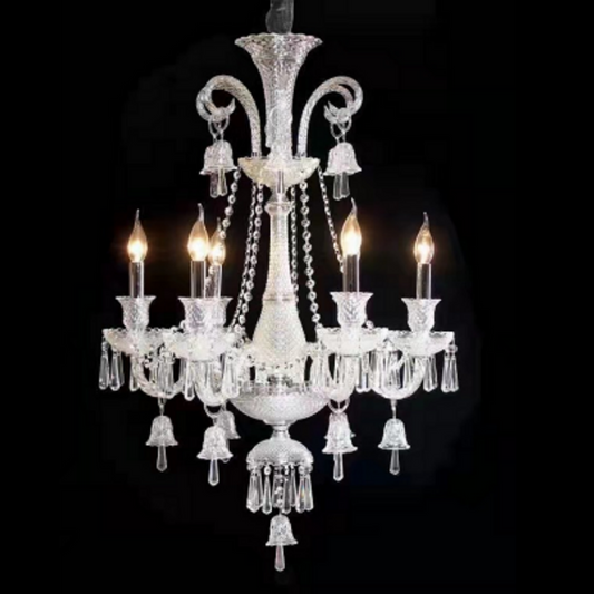 Italian Silver White Glass Luxury Look Chandelier