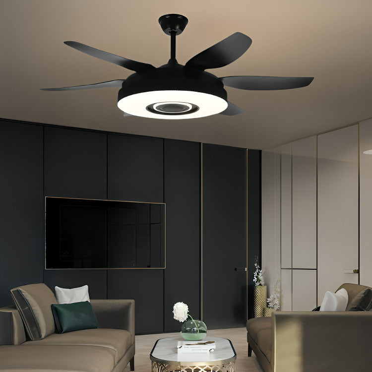 52 Inch Modern Black Ceiling Fan Chandelier