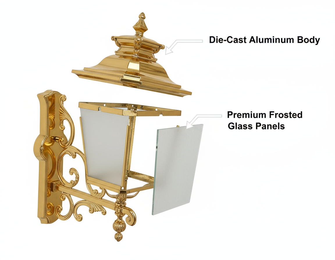 Villa Mystery (Gold) Outdoor Wall Light