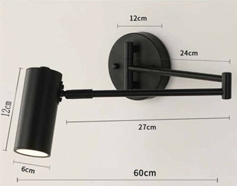 Modern LED Black Long Arm Adjustable Wall Light