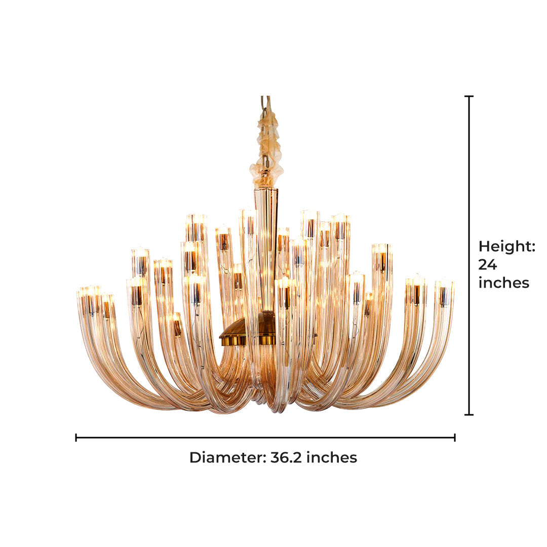 Regal Candle Glass Chandelier (32 Light Heads) Amber