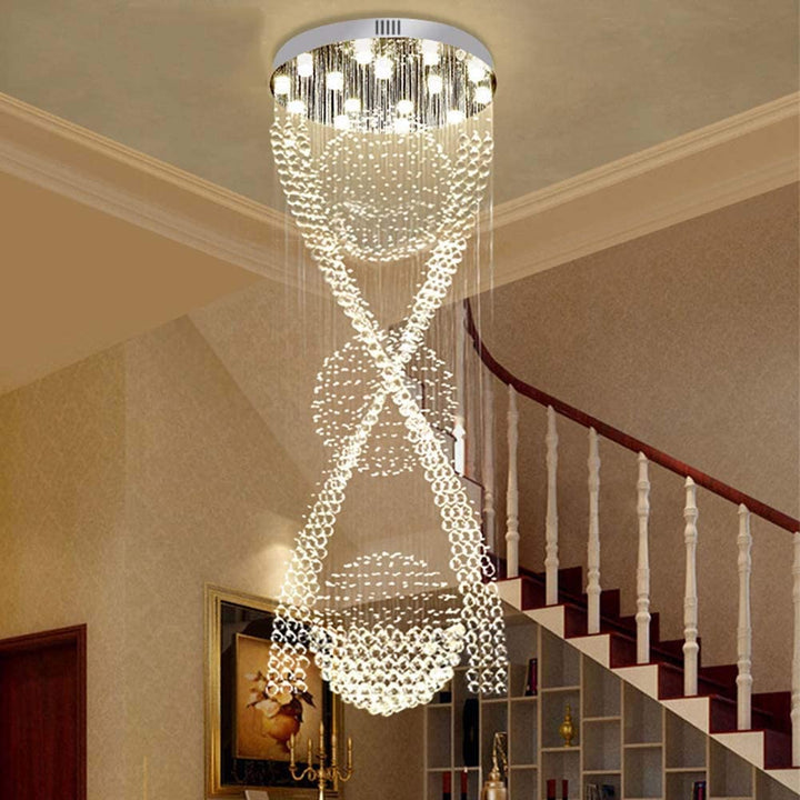 Three-Tier Glow Premium Crystal Chandelier for Stairwells