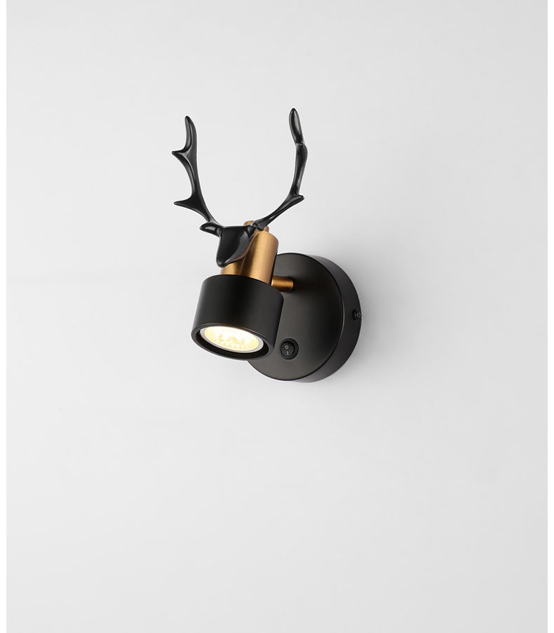 Black Metal Stag LED Wall Light