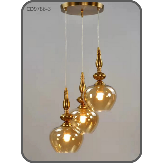 Glass Hanging Lights 3 Pair Bulb Holders