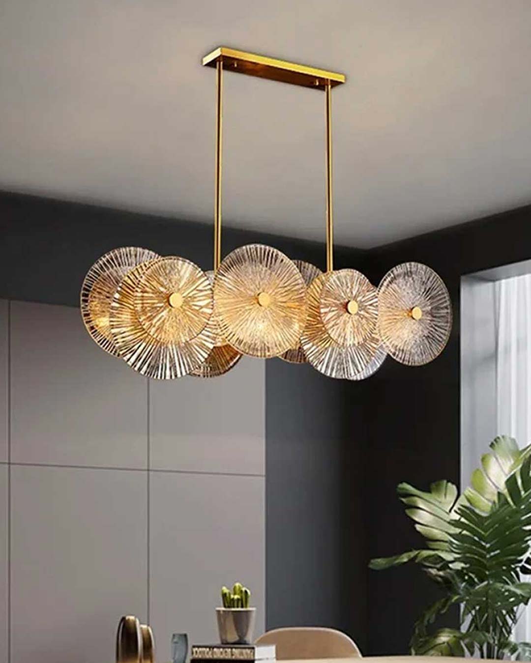 Lotus Leaves Glow (Gold) Chandelier