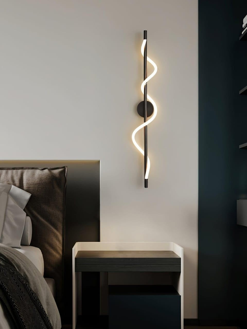 Modern Black Twisted Acrylic Tube Wall Light