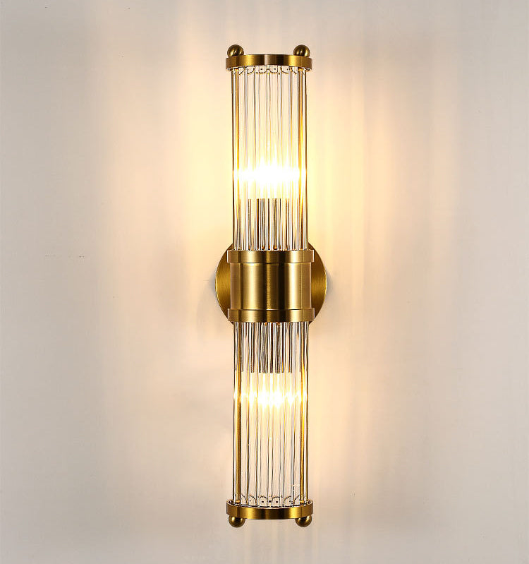 Slim Crystal Gold Metal Wall Light