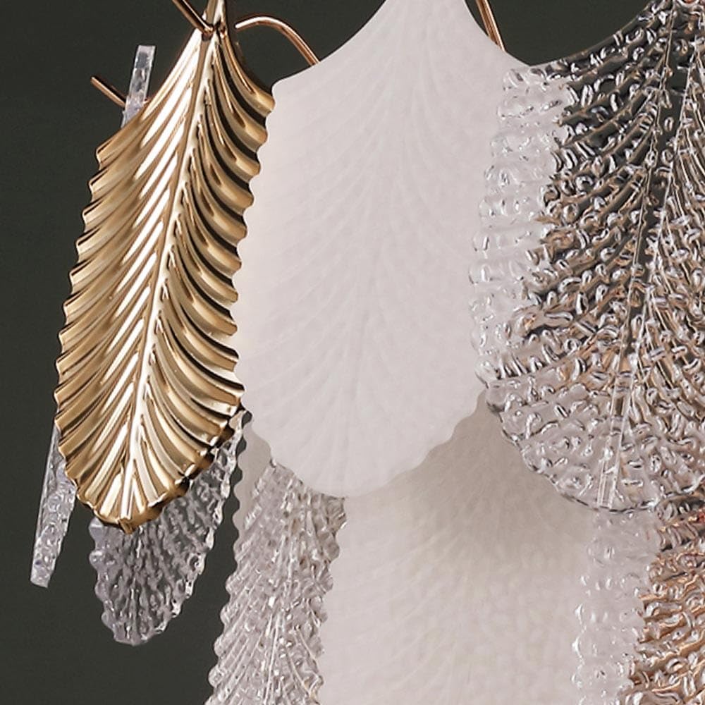 White Glass Leaf Chandelier Dining Chandelier