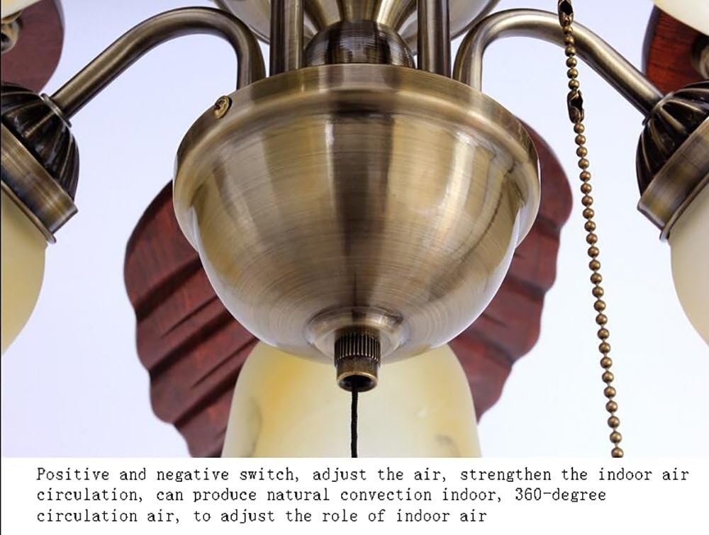 Havana Breeze (48 inches Span, Dark Brown Leaf-Shaped Blades, Frosted Glass Chandelier) Ceiling Fan