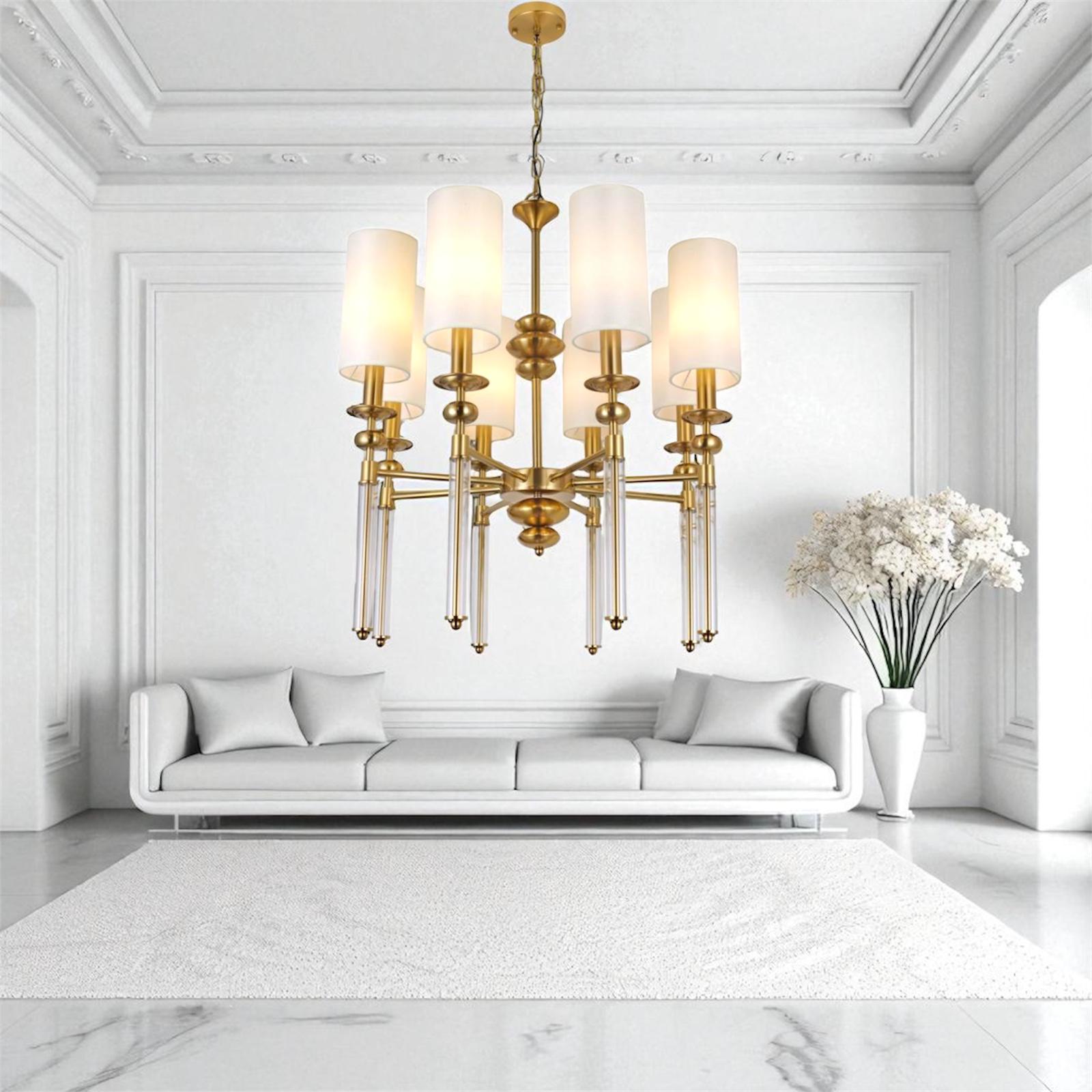 8-light Chandelier Crafted In A Sleek Gold Finish