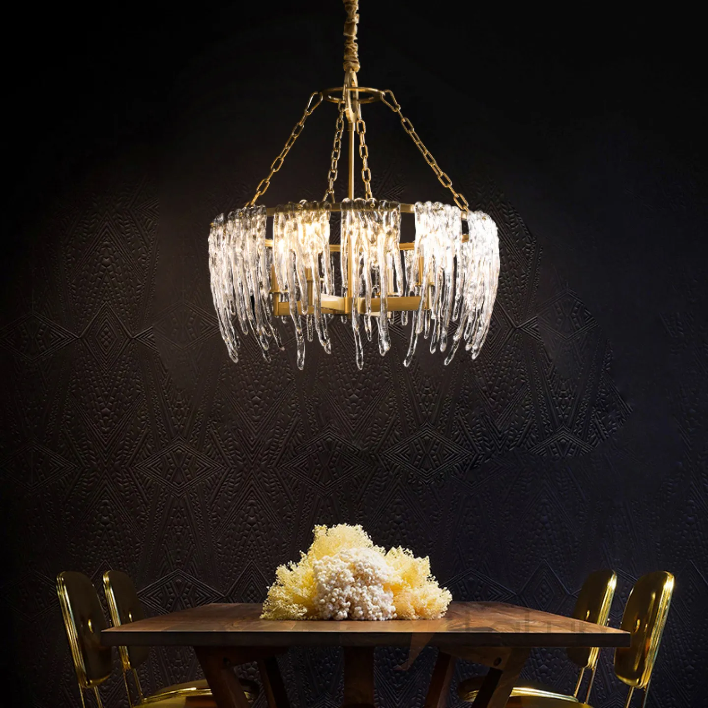 Light Luxury Glass Ice Cube Chandelier