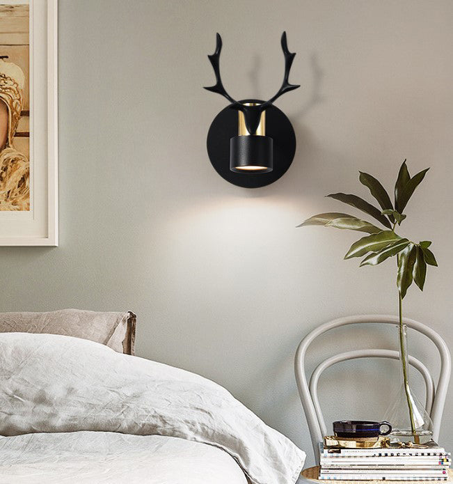 Black Metal Stag LED Wall Light