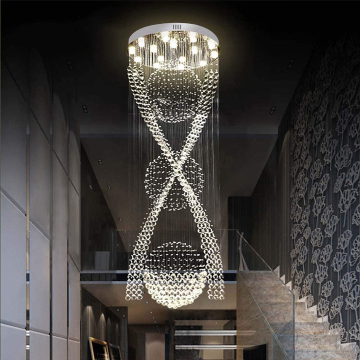 Three-Tier Glow Premium Crystal Chandelier for Stairwells