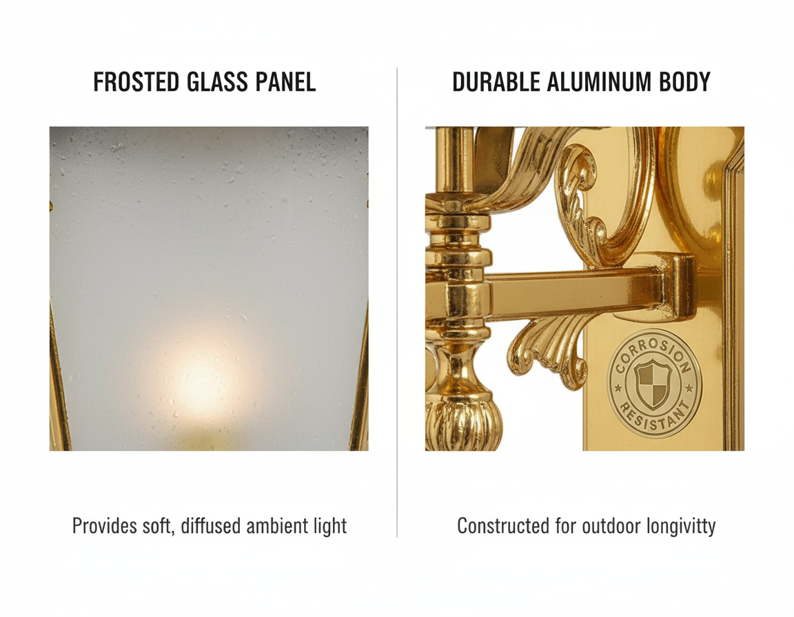 Villa Mystery (Gold) Outdoor Wall Light