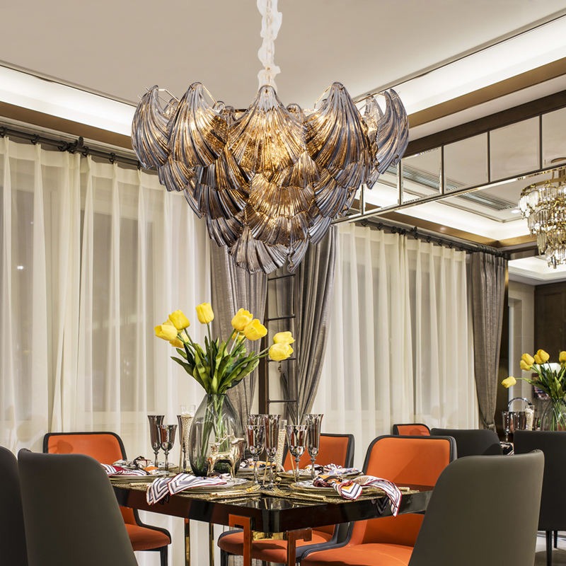 Luxury Smoky Grey Glass Chandelier